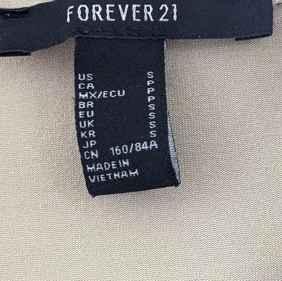 Forever 21 taupe collared deep v-neck long sleeve bodysuit, size Small - Picture 4 of 4